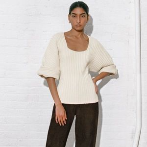 MARA HOFFMAN Jocelyn Wide Sleeve Rib Knit Sweater Cream